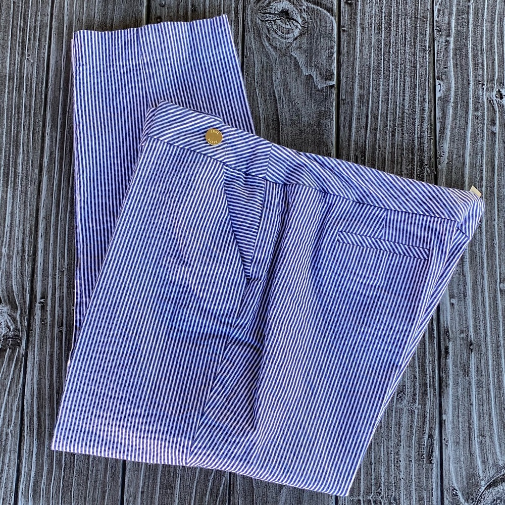 Plus Size Petite Pinstripe Linen Cropped Pants - Picture 3 of 6